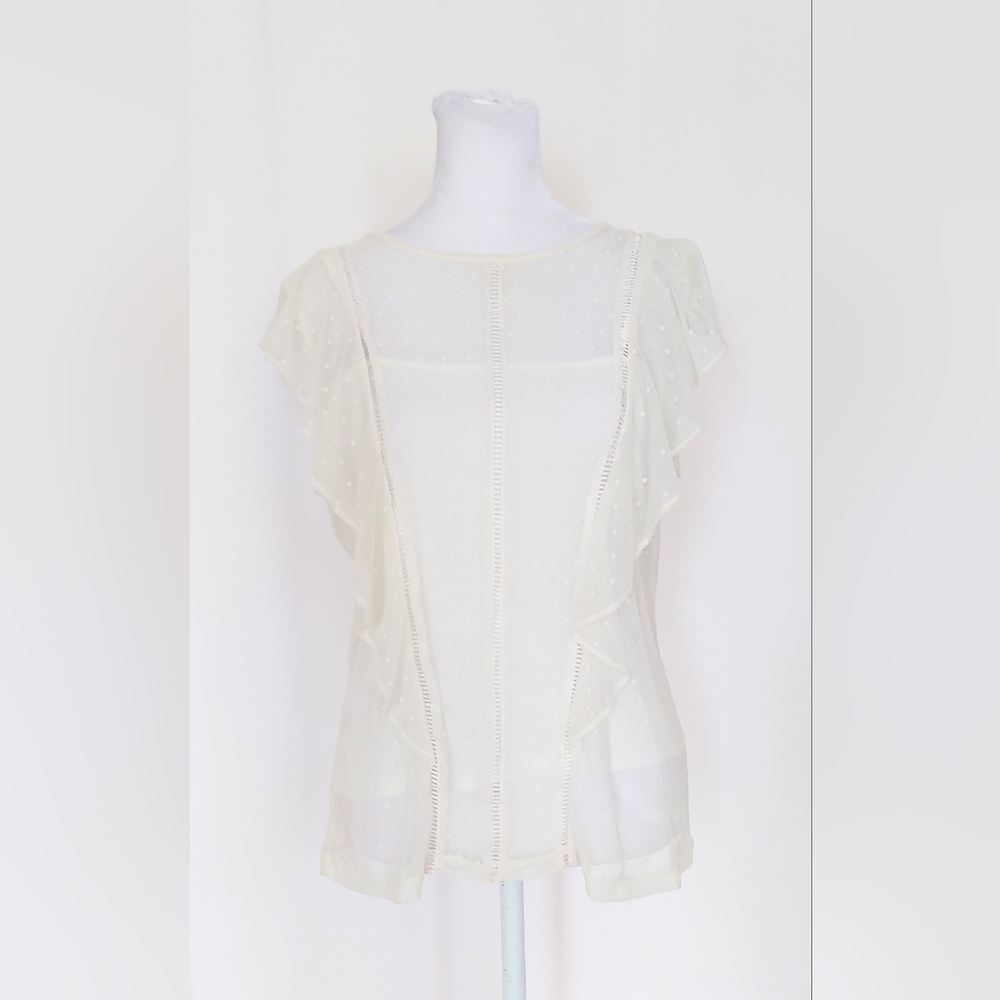 Halogen Flutter Sleeve Top Womens Size Medium Ivory